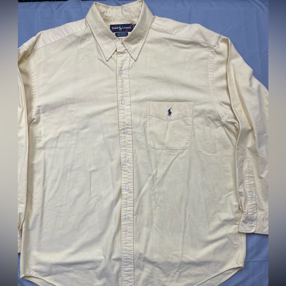 Ralph Lauren Big Shirt Oxford Cotton Button-Down (Men’s XL, Pale Yellow)